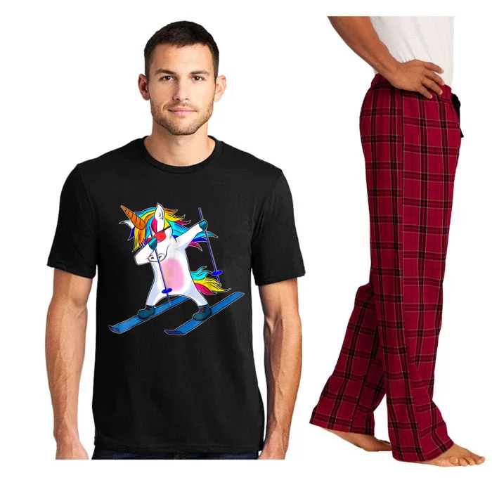 Order Skiing Unicorn Dabbing Funny Gift Pajama Set