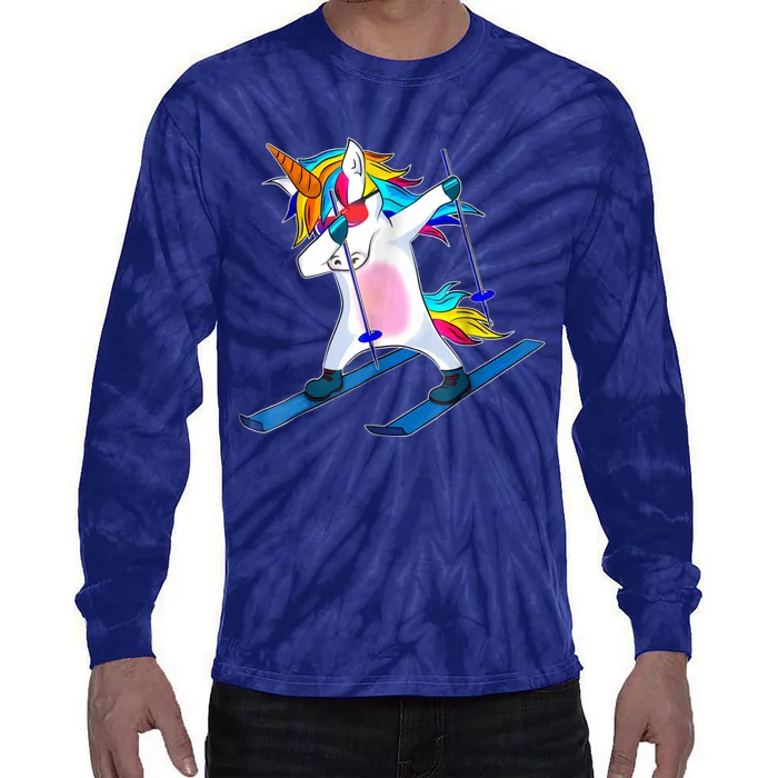 Order Skiing Unicorn Dabbing Funny Gift Tie-Dye Long Sleeve Shirt