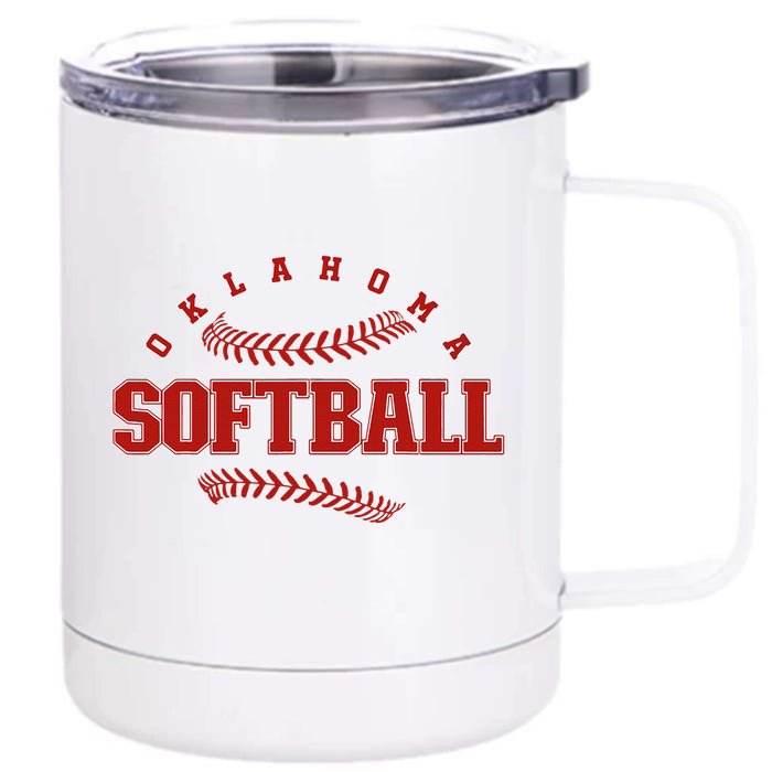 Oklahoma Softball Vintage Team Retro Softball Front & Back 12oz Stainless Steel Tumbler Cup