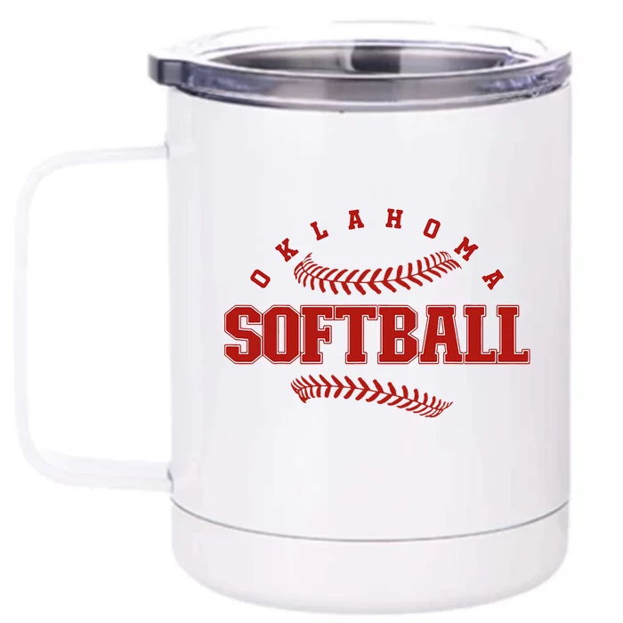 Oklahoma Softball Vintage Team Retro Softball Front & Back 12oz Stainless Steel Tumbler Cup