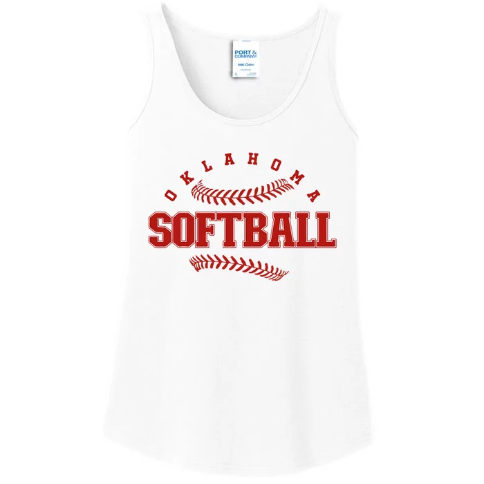 Oklahoma Softball Vintage Team Retro Softball Ladies Essential Tank