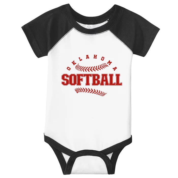 Oklahoma Softball Vintage Team Retro Softball Infant Baby Jersey Bodysuit