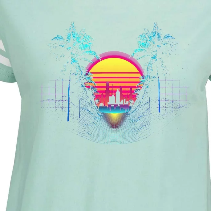 Outrun Synthwave Vaporwave Aesthetic 80S Retro Enza Ladies Jersey Football T-Shirt