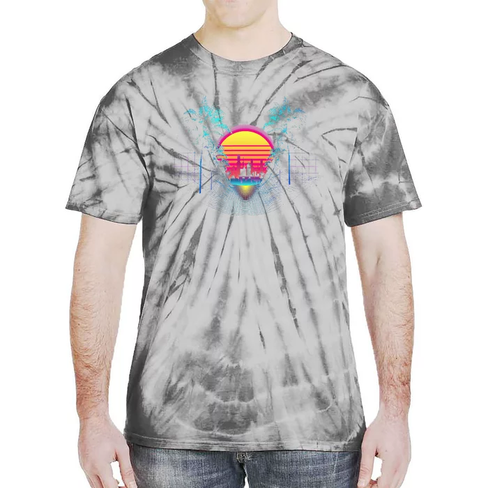 Outrun Synthwave Vaporwave Aesthetic 80S Retro Tie-Dye T-Shirt