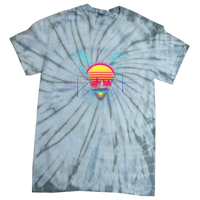 Outrun Synthwave Vaporwave Aesthetic 80S Retro Tie-Dye T-Shirt