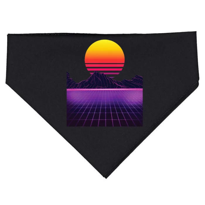 Outrun Synthwave Vaporwave Aesthetic 80s Retro USA-Made Doggie Bandana