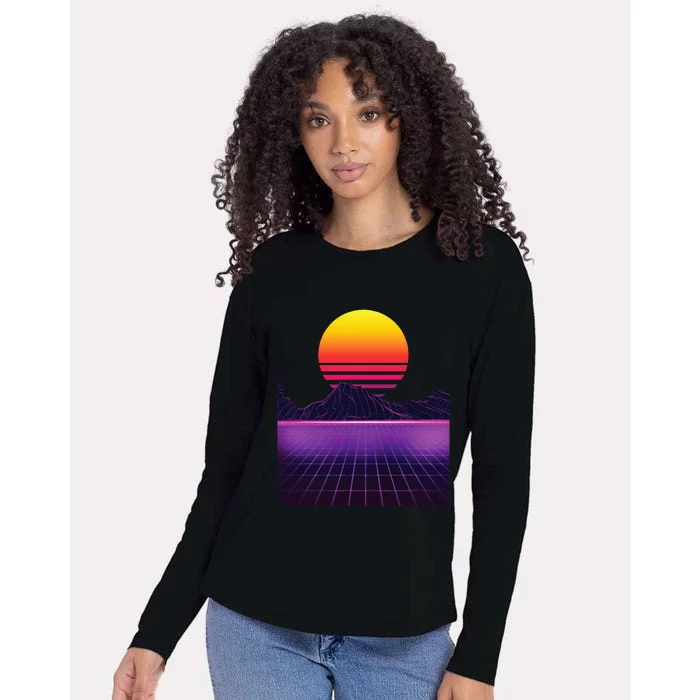 Outrun Synthwave Vaporwave Aesthetic 80s Retro Womens Cotton Relaxed Long Sleeve T-Shirt