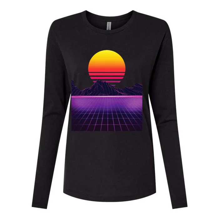 Outrun Synthwave Vaporwave Aesthetic 80s Retro Womens Cotton Relaxed Long Sleeve T-Shirt