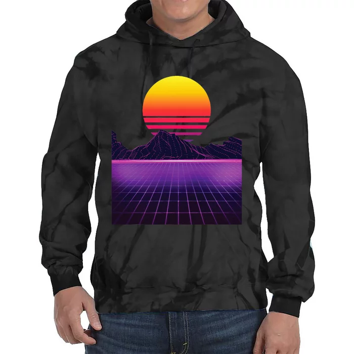 Outrun Synthwave Vaporwave Aesthetic 80s Retro Tie Dye Hoodie