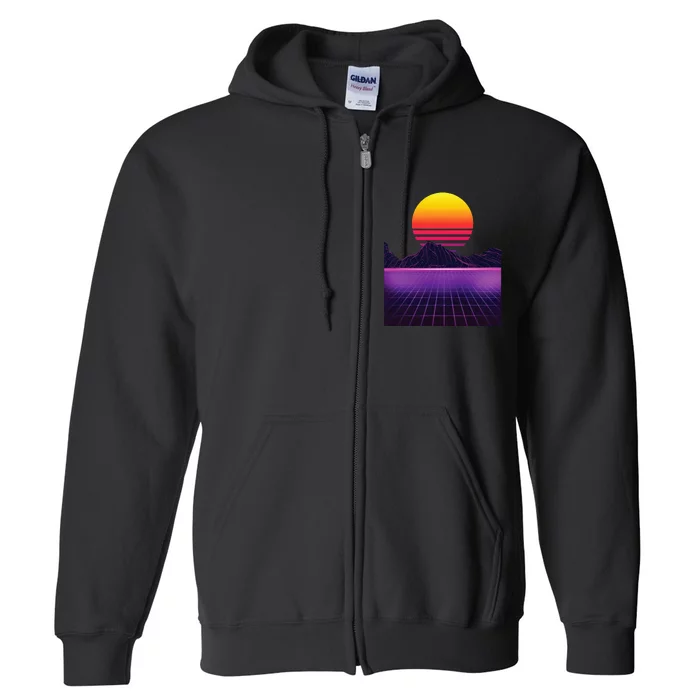 Outrun Synthwave Vaporwave Aesthetic 80s Retro Full Zip Hoodie