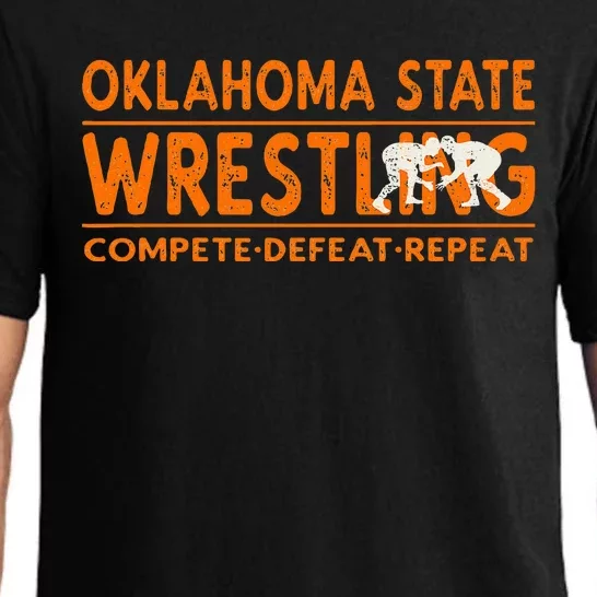 Oklahoma S.T.A.T.E Wrestling Compete Defeat Repeat Pajama Set