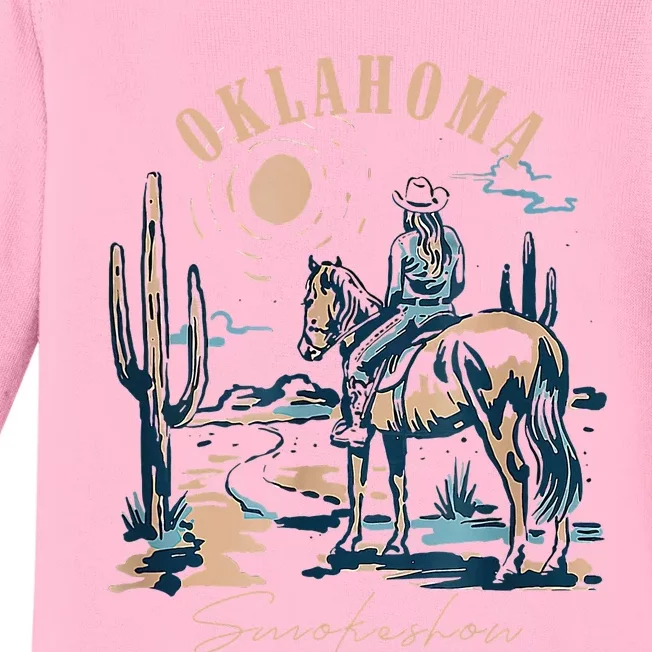 Oklahoma Smokeshow Western Oklahoma Smokeshow Cowboy Rodeo Baby Long Sleeve Bodysuit