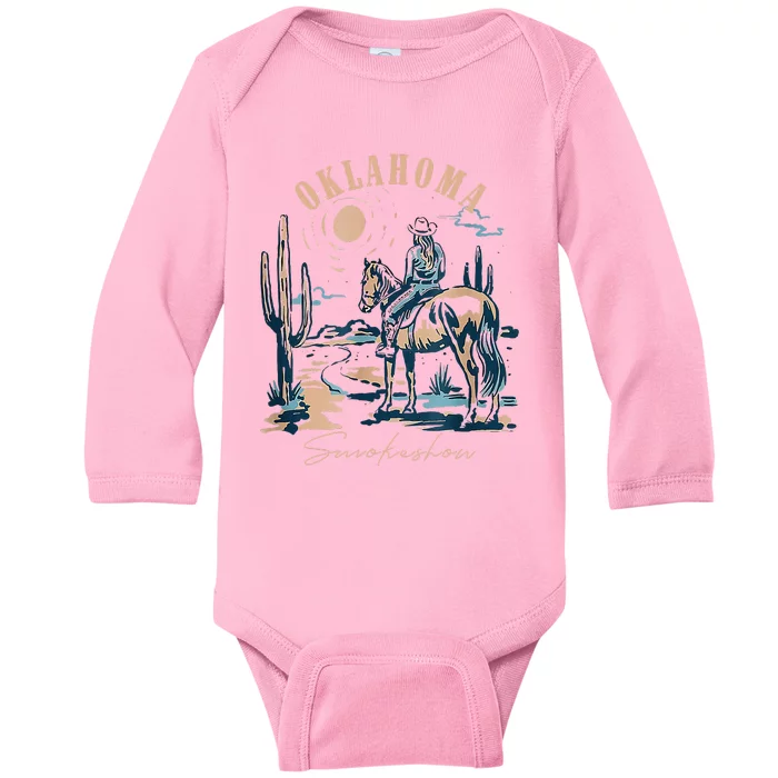 Oklahoma Smokeshow Western Oklahoma Smokeshow Cowboy Rodeo Baby Long Sleeve Bodysuit