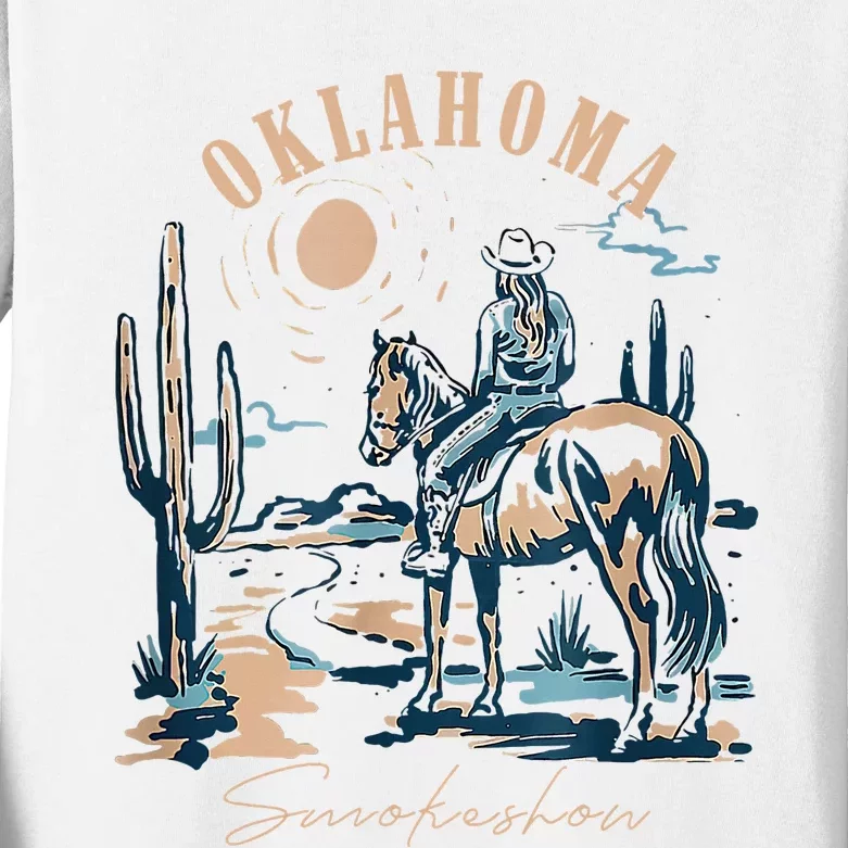 Oklahoma Smokeshow Western Oklahoma Smokeshow Cowboy Rodeo Kids Long Sleeve Shirt