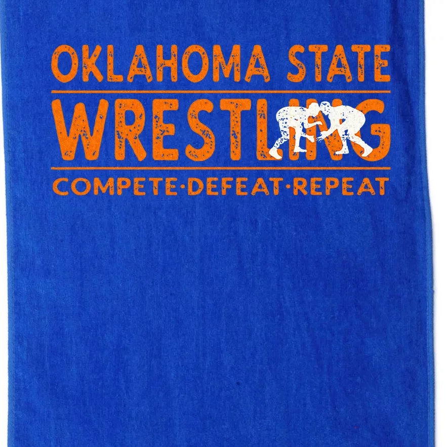 Oklahoma State Wrestling  Compete Defeat Repeat Platinum Collection Golf Towel