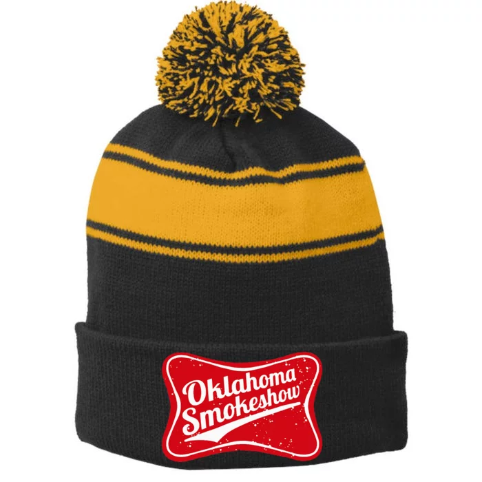 Oklahoma Smokeshow Western Country Music Cowboy Stripe Pom Pom Beanie