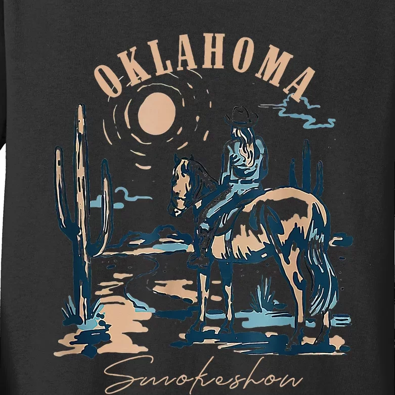 Oklahoma Smokeshow Western Oklahoma Smokeshow Cowboy Rodeo Kids Long Sleeve Shirt