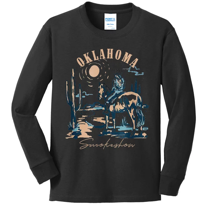 Oklahoma Smokeshow Western Oklahoma Smokeshow Cowboy Rodeo Kids Long Sleeve Shirt