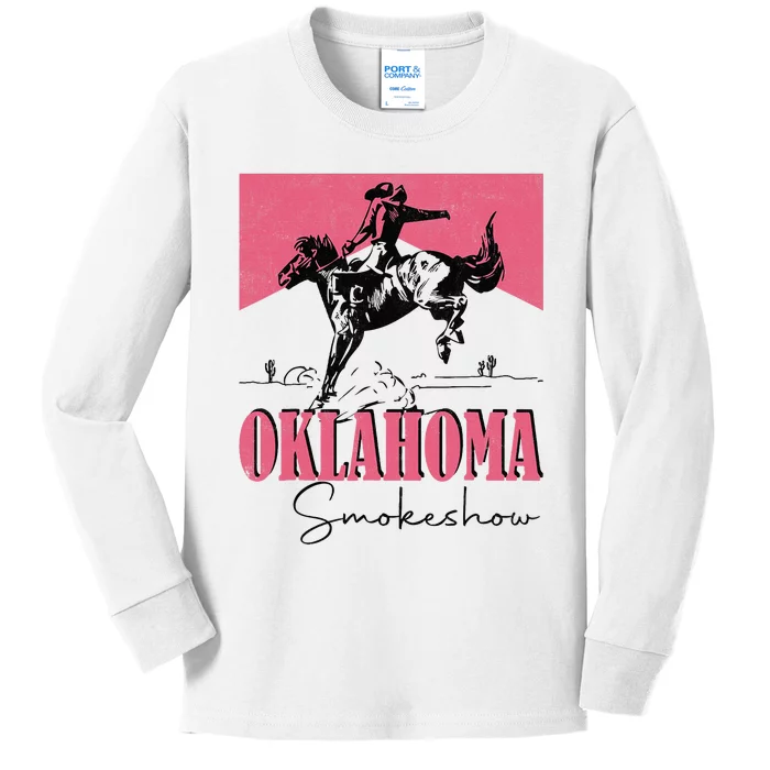 Oklahoma Smokeshow Western Oklahoma Smokeshow Cowboy Rodeo Kids Long Sleeve Shirt