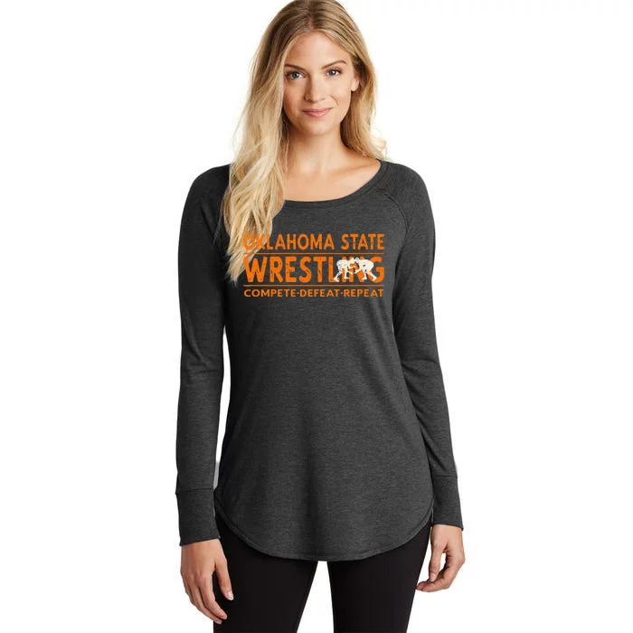 O.K.L.A.H.O.M.A State Wrestling Compete Defeat Repeat Women's Perfect Tri Tunic Long Sleeve Shirt