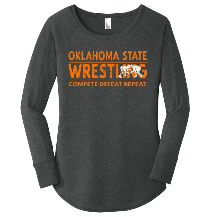 O.K.L.A.H.O.M.A State Wrestling Compete Defeat Repeat Women's Perfect Tri Tunic Long Sleeve Shirt