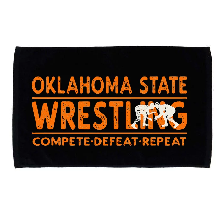 O.K.L.A.H.O.M.A State Wrestling Compete Defeat Repeat Microfiber Hand Towel