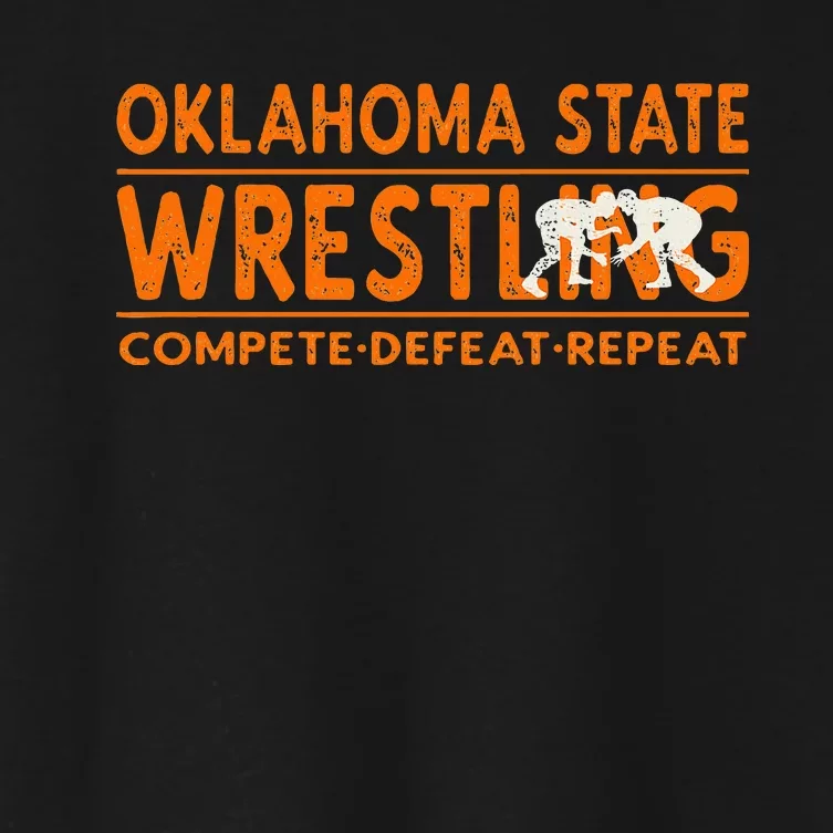 O.K.L.A.H.O.M.A State Wrestling Compete Defeat Repeat Women's Crop Top Tee