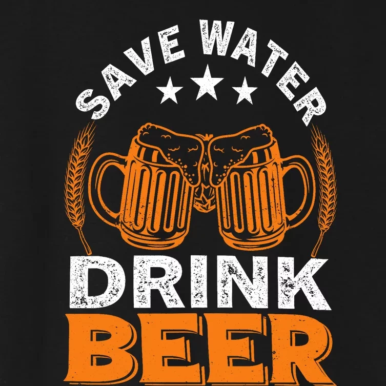 Oktoberfest Save Water Drink Beer Drinking Party Oktoberfest Party Women's Crop Top Tee