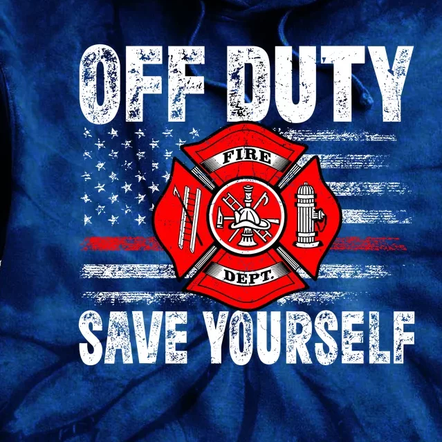 Offduty Save Yourself Firefighter Funny Retro American Flag Tie Dye Hoodie