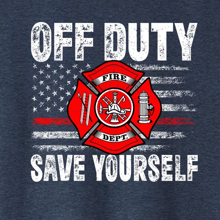 Offduty Save Yourself Firefighter Funny Retro American Flag Women's Crop Top Tee