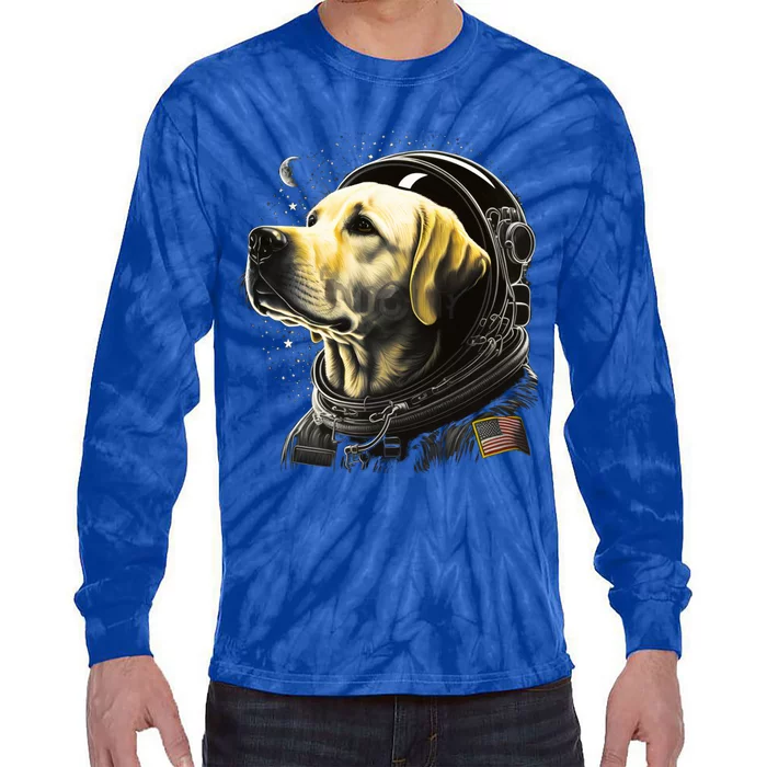 Outer Space Yellow Galaxy Astronaut Labrador Retriever Cute Gift Tie-Dye Long Sleeve Shirt