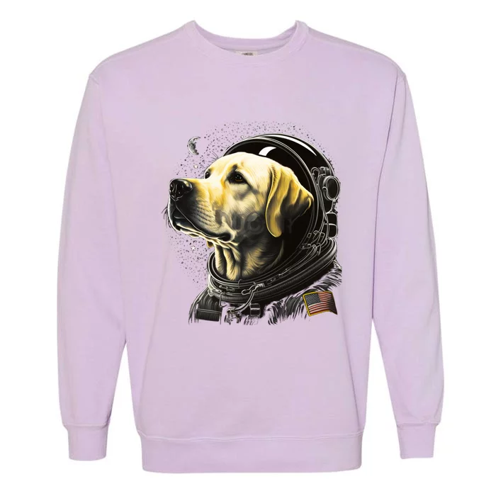 Outer Space Yellow Galaxy Astronaut Labrador Retriever Cute Gift Garment-Dyed Sweatshirt