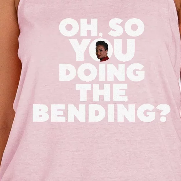 Oh So You Doing The Bending Women's Knotted Racerback Tank