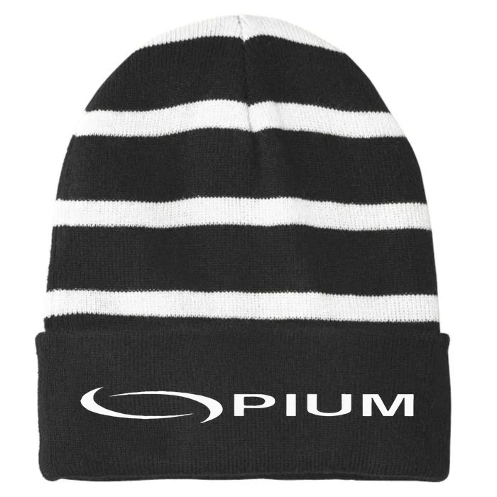 Opium Text 00pium Rage Music Rock Rap Hip Hop Striped Beanie with Solid Band