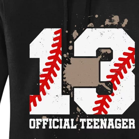 Official Teenager 13th Birthday Baseball 13 Years Old Women's Pullover Hoodie