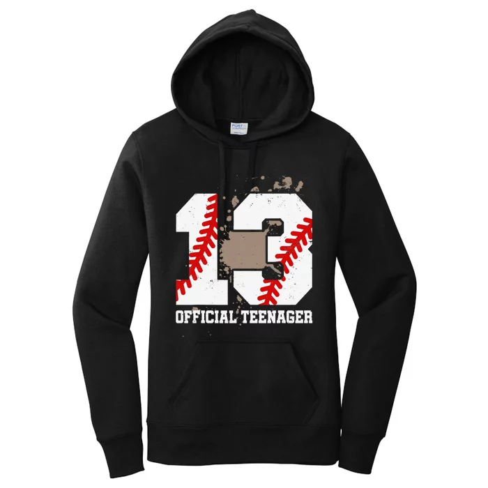 Official Teenager 13th Birthday Baseball 13 Years Old Women's Pullover Hoodie