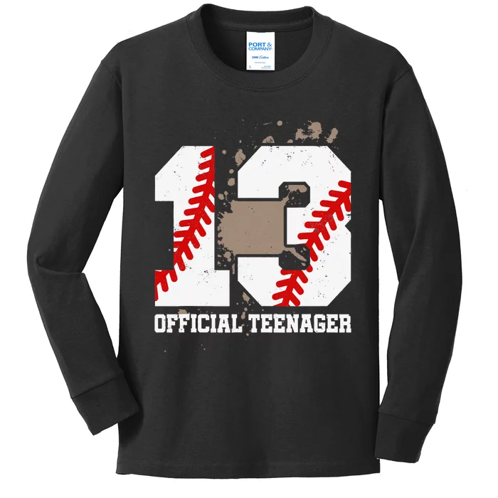 Official Teenager 13th Birthday Baseball 13 Years Old Kids Long Sleeve Shirt