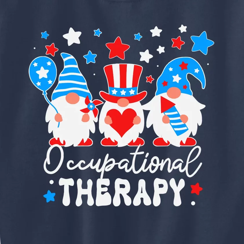 Occupational Therapy 4th Of July Gnomes Funny Ot Therapist Kids Sweatshirt