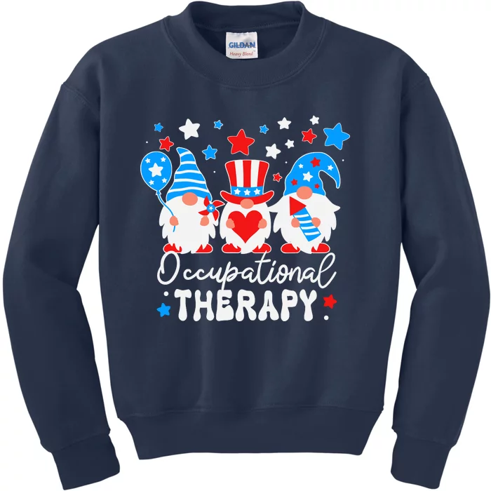 Occupational Therapy 4th Of July Gnomes Funny Ot Therapist Kids Sweatshirt