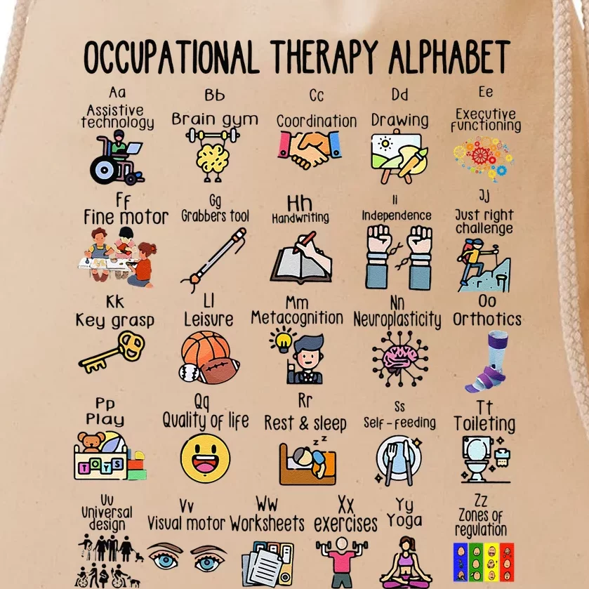 Occupational Therapy Alphabet OT Therapist Teacher Assistant Drawstring Bag