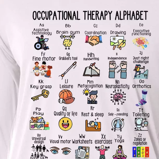 Occupational Therapy Alphabet OT Therapist Teacher Assistant Cooling Performance Long Sleeve Crew