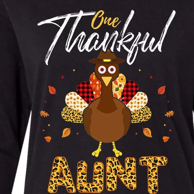 One Thankful Aunt Auntie Turkey Thanksgiving Family gift Womens Cotton Relaxed Long Sleeve T-Shirt