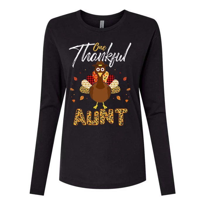 One Thankful Aunt Auntie Turkey Thanksgiving Family gift Womens Cotton Relaxed Long Sleeve T-Shirt