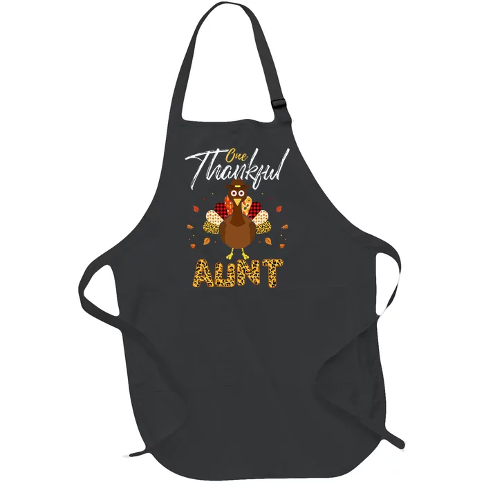 One Thankful Aunt Auntie Turkey Thanksgiving Family gift Full-Length Apron With Pocket