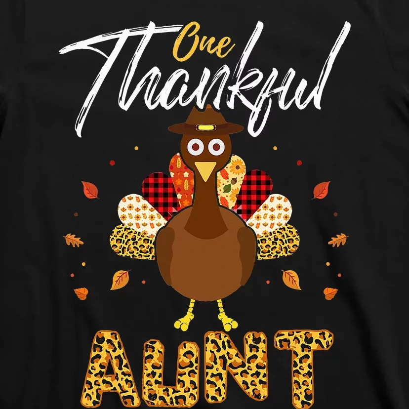 One Thankful Aunt Auntie Turkey Thanksgiving Family gift T-Shirt