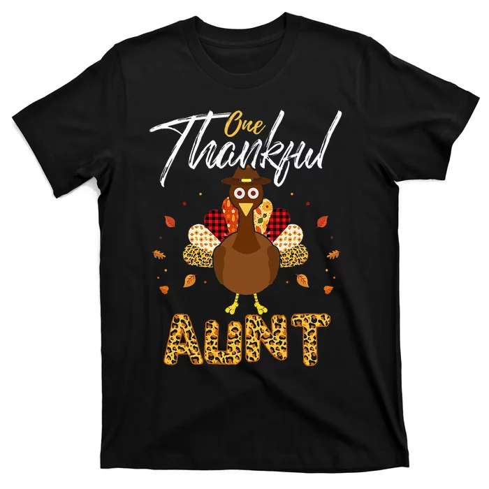 One Thankful Aunt Auntie Turkey Thanksgiving Family gift T-Shirt