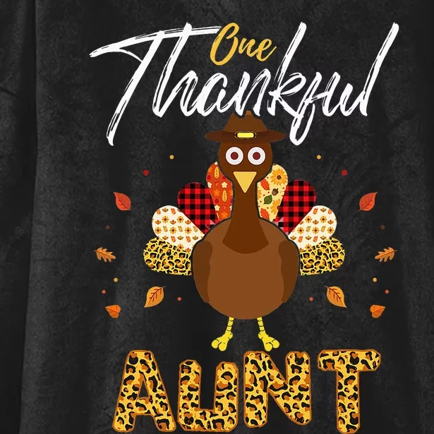 One Thankful Aunt Auntie Turkey Thanksgiving Family gift Hooded Wearable Blanket