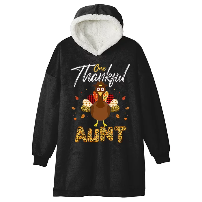 One Thankful Aunt Auntie Turkey Thanksgiving Family gift Hooded Wearable Blanket