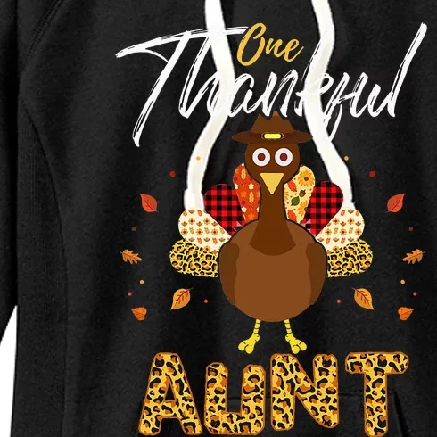 One Thankful Aunt Auntie Turkey Thanksgiving Family gift Women's Fleece Hoodie