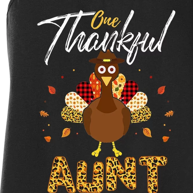 One Thankful Aunt Auntie Turkey Thanksgiving Family gift Women's Racerback Tank